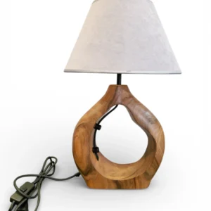 Strona główna 35 Lampa stołowa z orzecha włoskiego z abażurem welurowym